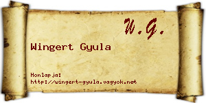 Wingert Gyula névjegykártya